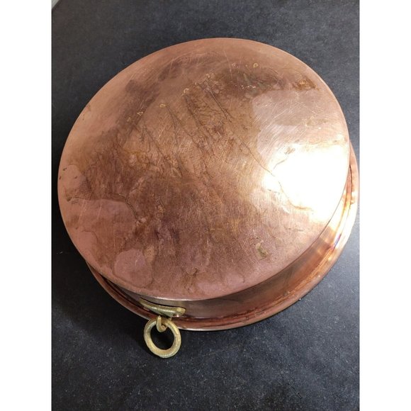 Antique Hammered Copper Baking Pan, c.1880’s, Rivited Brass Ring Tin Lined 12" - Picture 1 of 7